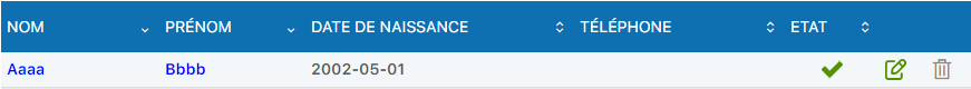 Liste des membres avec noms cliquables