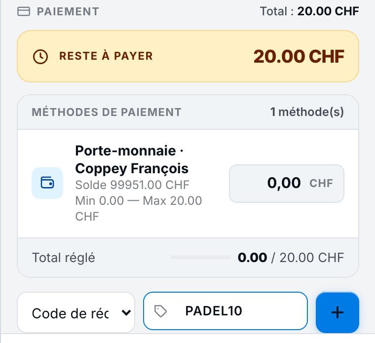 Saisie du code de réduction dans le panneau de réservation